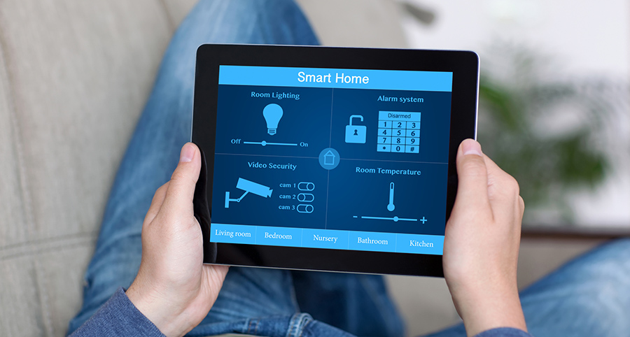 The ability to access and control security components from a mobile device is one of the top smart home trends in Peoria. Close-up of smart home security app.
